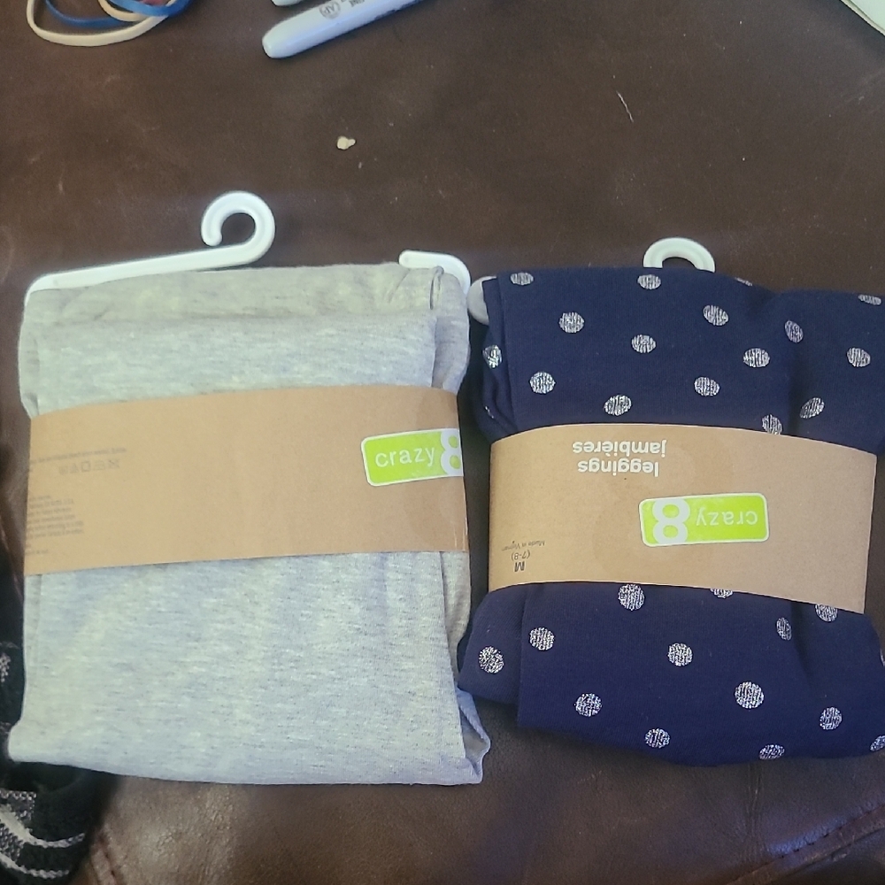 Crazy 8 Gray and Navy Polka Dot Leggings